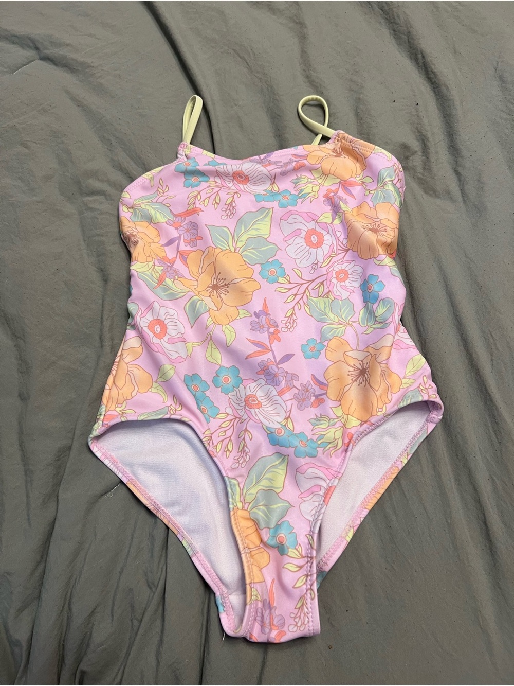 Justice Girls' Pink Floral One-Piece Swimsuit